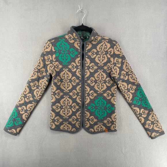 Neve Merino Wool Cardigan Knit Sweater Womens XS Gray Green Boho Cottagecore - Picture 3 of 16